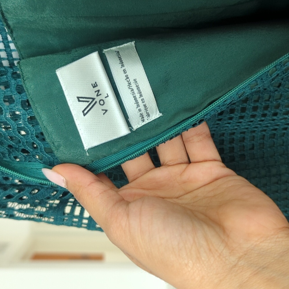 Dark green mesh pattern dress Large - Picture 8 of 8